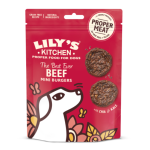 Lilys Kitchen Best Ever Beef Mini Burger Dog Treats 70g x 8 SAVER PACK