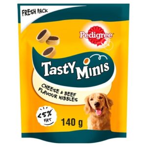 Pedigree Tasty Minis Cheese & Beef Nibbles Adult Dog Treats 140g x 8 SAVER PACK