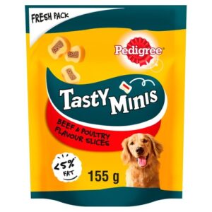 Pedigree Tasty Minis Chewy Slices Beef & Poultry Adult Dog Treats 155g x 8 SAVER PACK
