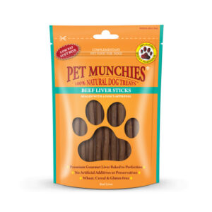 Pet Munchies Natural Beef Liver Stick Dog Treats 90g x 8 SAVER PACK