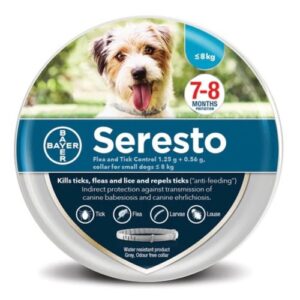 Seresto Flea & Tick Collar for Dogs Small Dogs up to 8kg x 2 Collars NFA-D