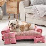 Personalised Blush Luxury Dog Bed Set – Pink