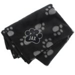 Personalised Paw Print Fleece Pet Blanket – Black