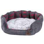 Petface Deli Bed Bamboo and Jumbo Cord – Size: S – Grey