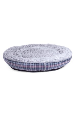 Petface Dove Grey Check Donut Pet Bed – Size: Large