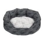 Petface Feather Oval Dog Bed – Grey – Print – Polyester