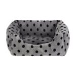 Petface Grey Plush Square Pet Bed – Polka Dot/Spots – Polyester