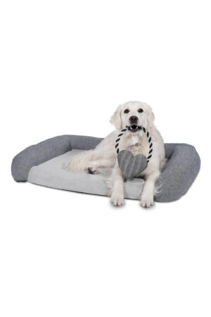 Petface Herringbone Luxury Bolster Pet Mattress – Grey – Polyester