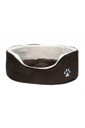 Petface Sams Luxury Oval Bed – Natural – Faux Suede/Polyester Fleece